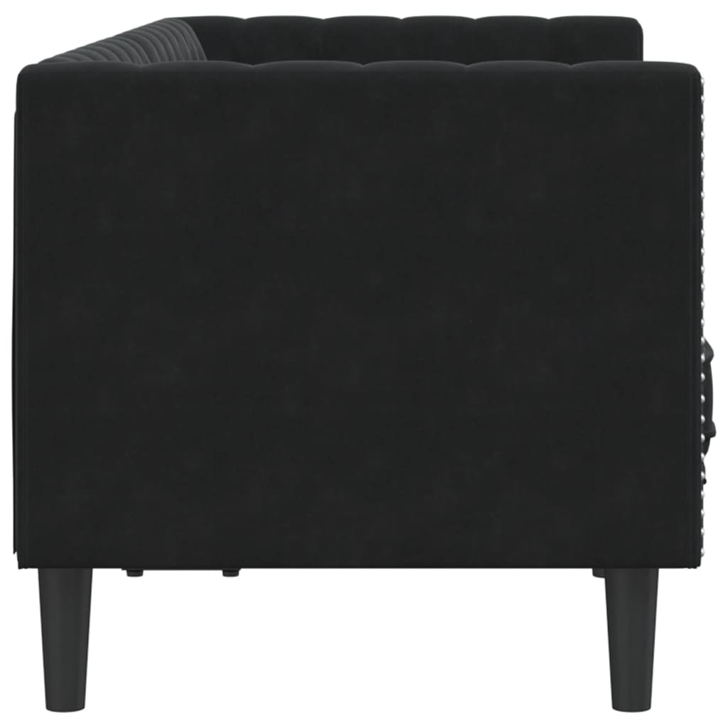 vidaXL Canapea Chesterfield cu pernuțe/2 locuri, negru, catifea vidaXL Canapea Chesterfield cu pernuțe/2 locuri, negru, catifea