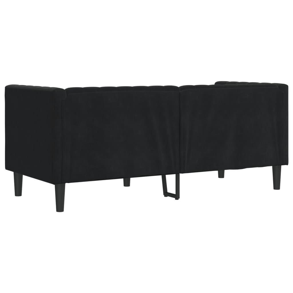 vidaXL Canapea Chesterfield cu pernuțe/2 locuri, negru, catifea vidaXL Canapea Chesterfield cu pernuțe/2 locuri, negru, catifea