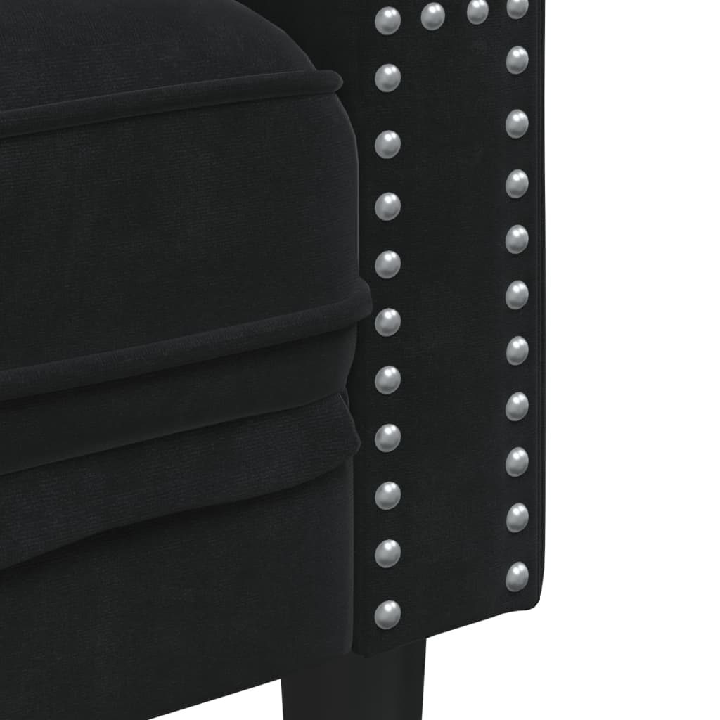 vidaXL Canapea Chesterfield cu pernuțe/2 locuri, negru, catifea vidaXL Canapea Chesterfield cu pernuțe/2 locuri, negru, catifea