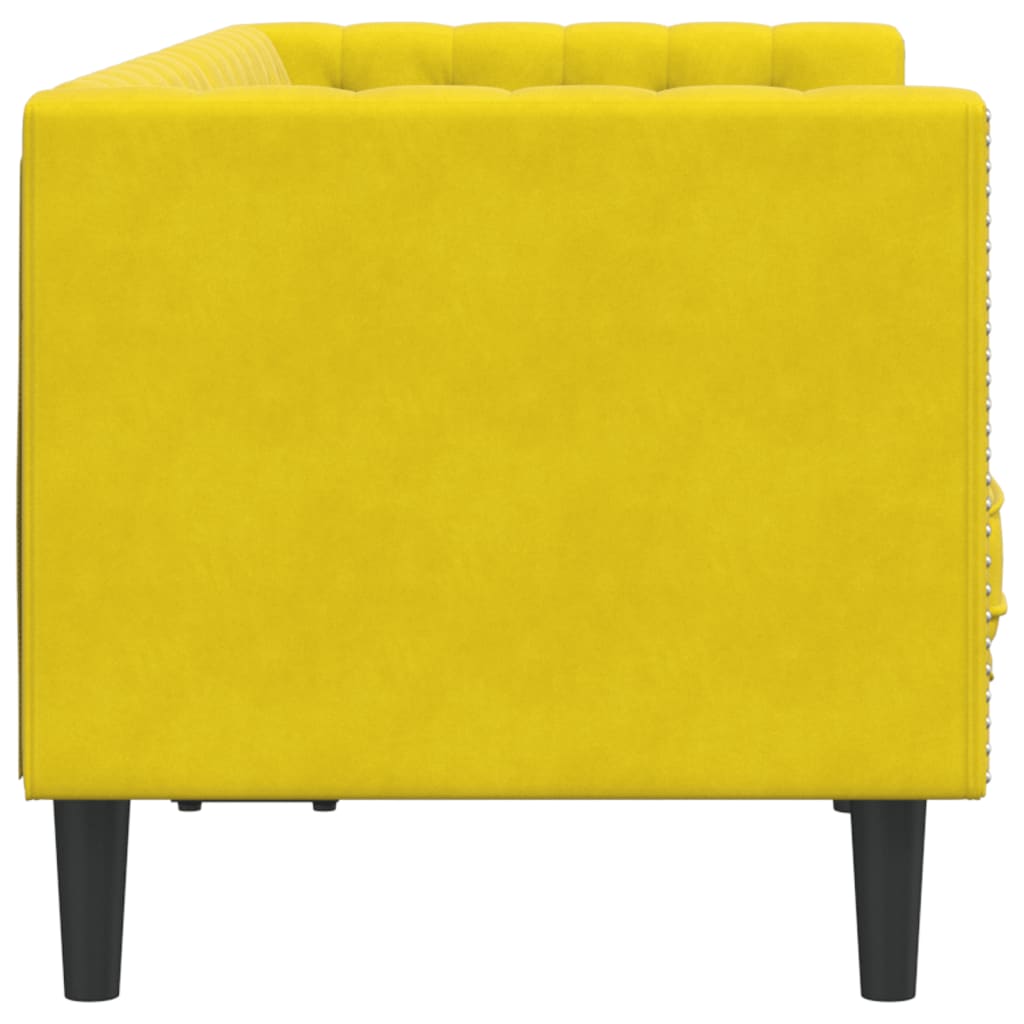 vidaXL Canapea Chesterfield cu pernuțe/2 locuri, galben, catifea