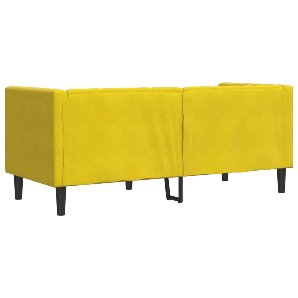 vidaXL Canapea Chesterfield cu pernuțe/2 locuri, galben, catifea