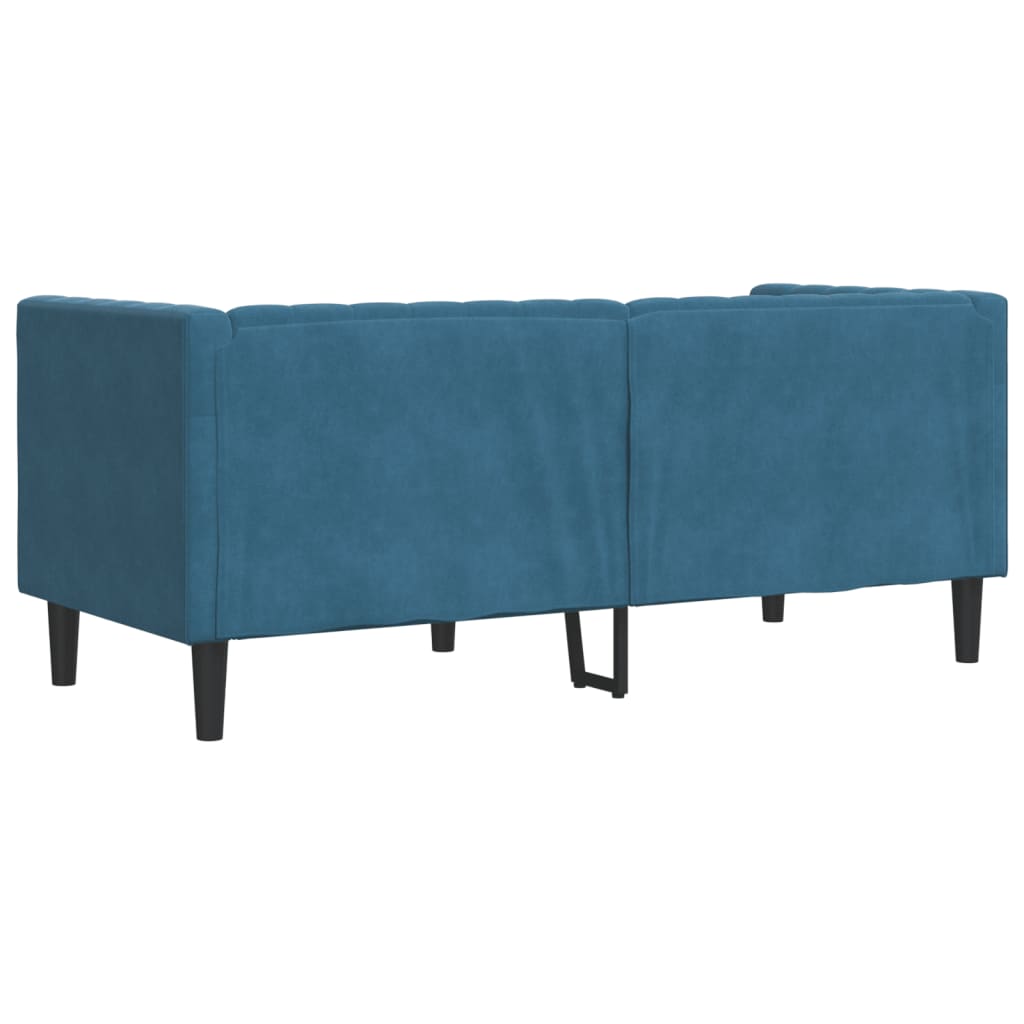 vidaXL Canapea Chesterfield cu pernuțe/2 locuri, albastru, catifea