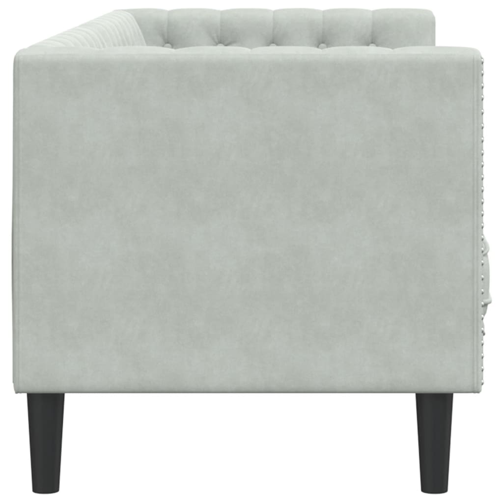 vidaXL Canapea Chesterfield cu pernuțe/3 locuri, gri deschis, catifea vidaXL Canapea Chesterfield cu pernuțe/3 locuri, gri deschis, catifea