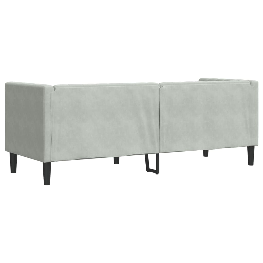 vidaXL Canapea Chesterfield cu pernuțe/3 locuri, gri deschis, catifea vidaXL Canapea Chesterfield cu pernuțe/3 locuri, gri deschis, catifea