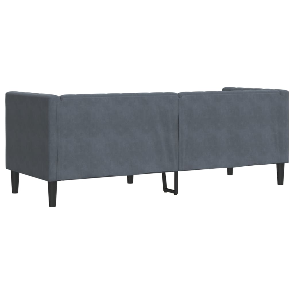 vidaXL Canapea Chesterfield cu pernuțe/3 locuri, gri închis, catifea vidaXL Canapea Chesterfield cu pernuțe/3 locuri, gri închis, catifea