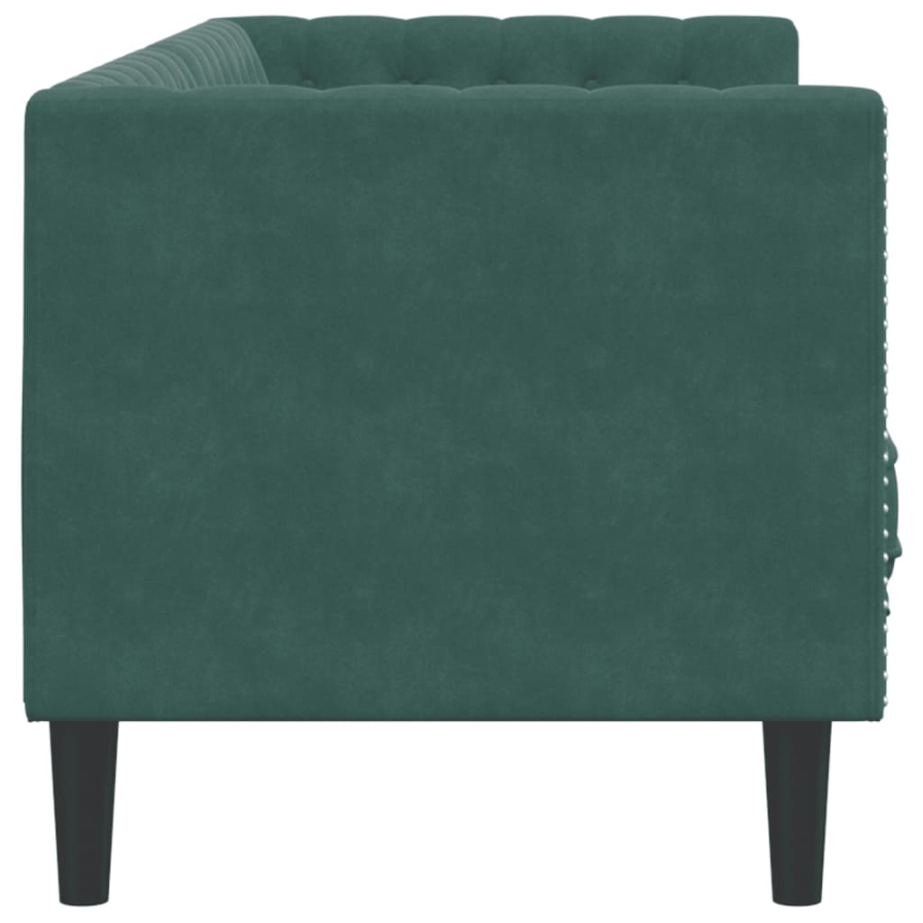 vidaXL Canapea Chesterfield cu pernuțe/3 locuri, verde închis, catifea