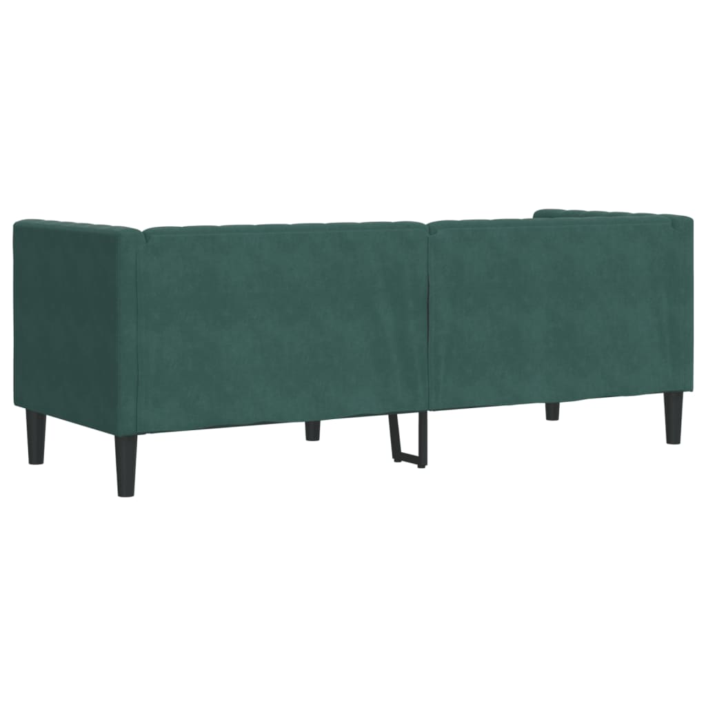 vidaXL Canapea Chesterfield cu pernuțe/3 locuri, verde închis, catifea