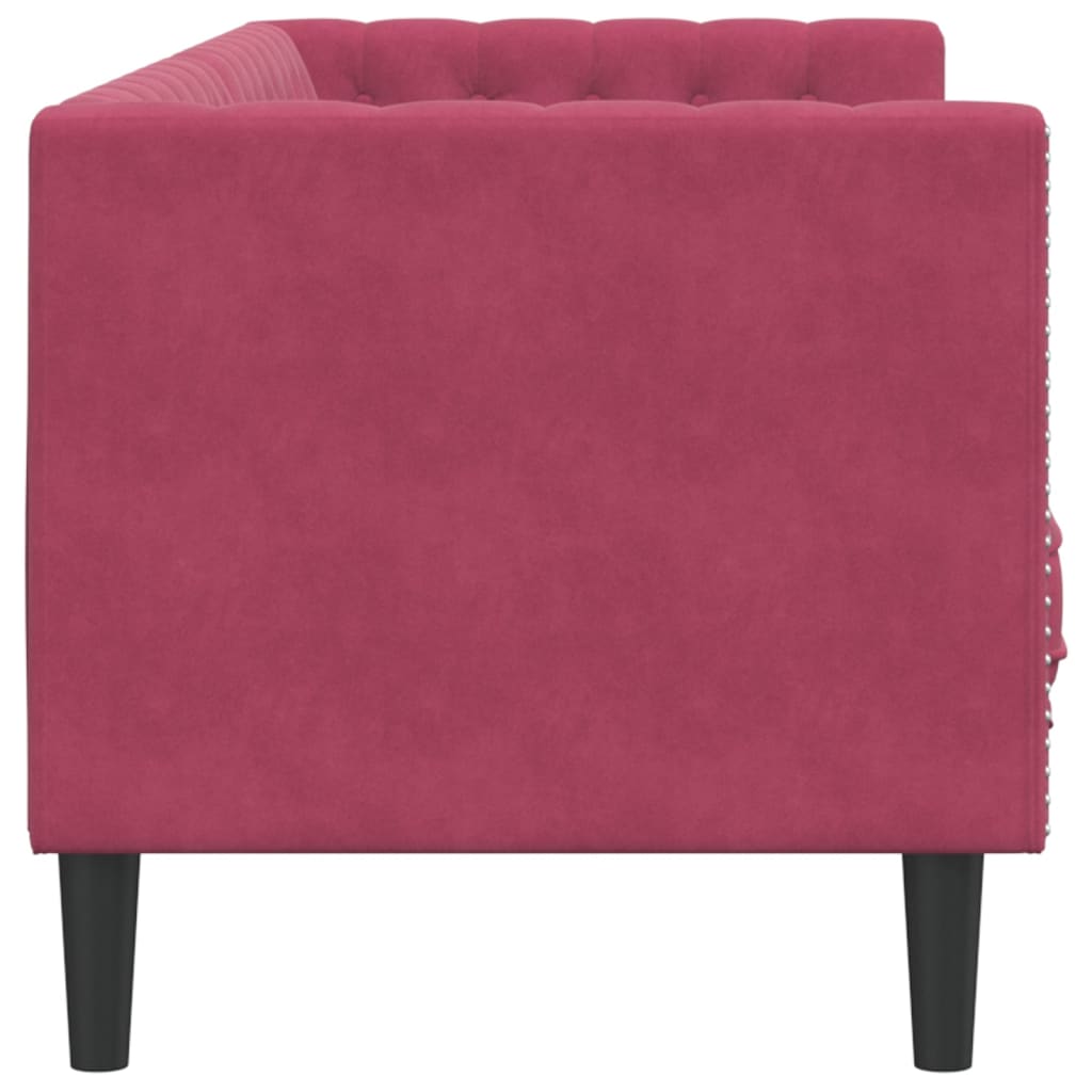 vidaXL Canapea Chesterfield cu pernuțe/3 locuri, roșu vin, catifea vidaXL Canapea Chesterfield cu pernuțe/3 locuri, roșu vin, catifea
