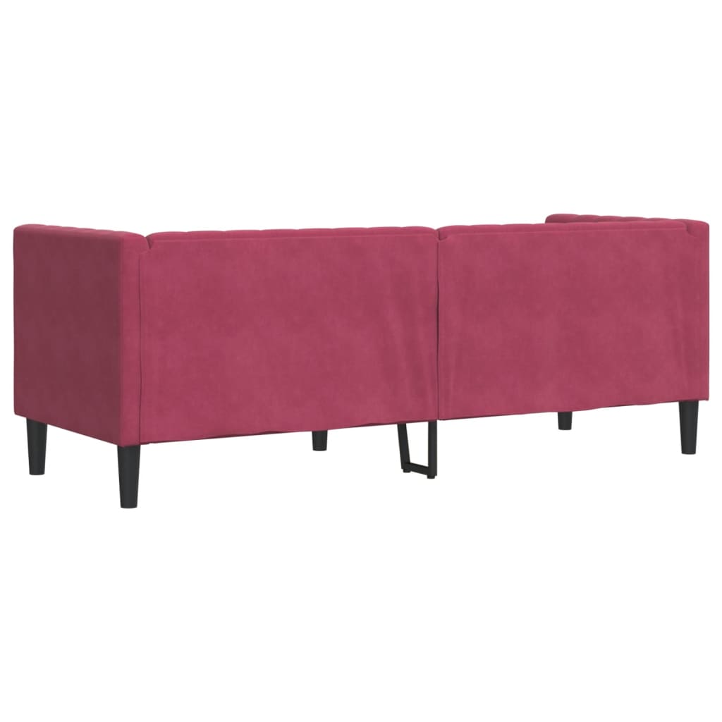 vidaXL Canapea Chesterfield cu pernuțe/3 locuri, roșu vin, catifea vidaXL Canapea Chesterfield cu pernuțe/3 locuri, roșu vin, catifea