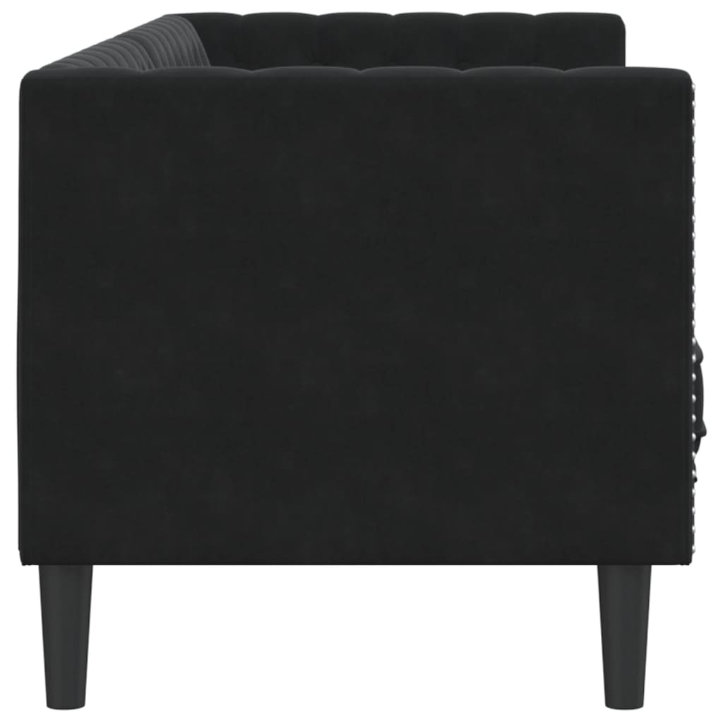 vidaXL Canapea Chesterfield cu pernuțe/3 locuri, negru, catifea vidaXL Canapea Chesterfield cu pernuțe/3 locuri, negru, catifea