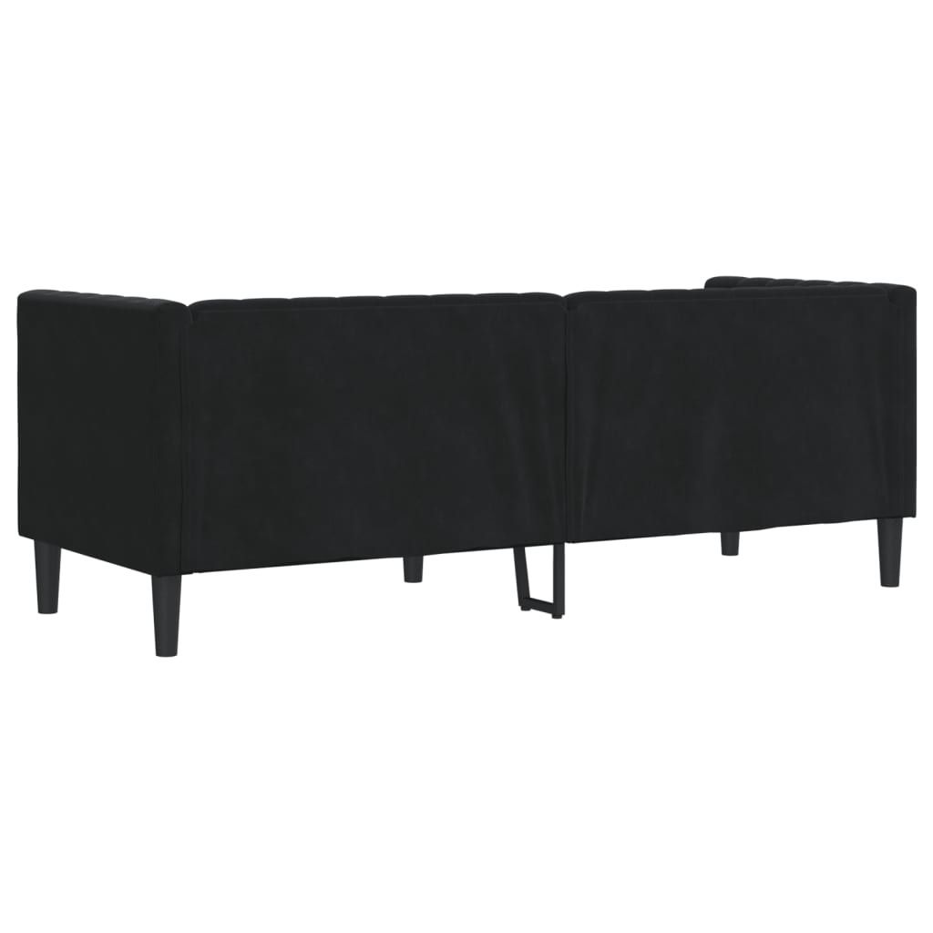 vidaXL Canapea Chesterfield cu pernuțe/3 locuri, negru, catifea vidaXL Canapea Chesterfield cu pernuțe/3 locuri, negru, catifea