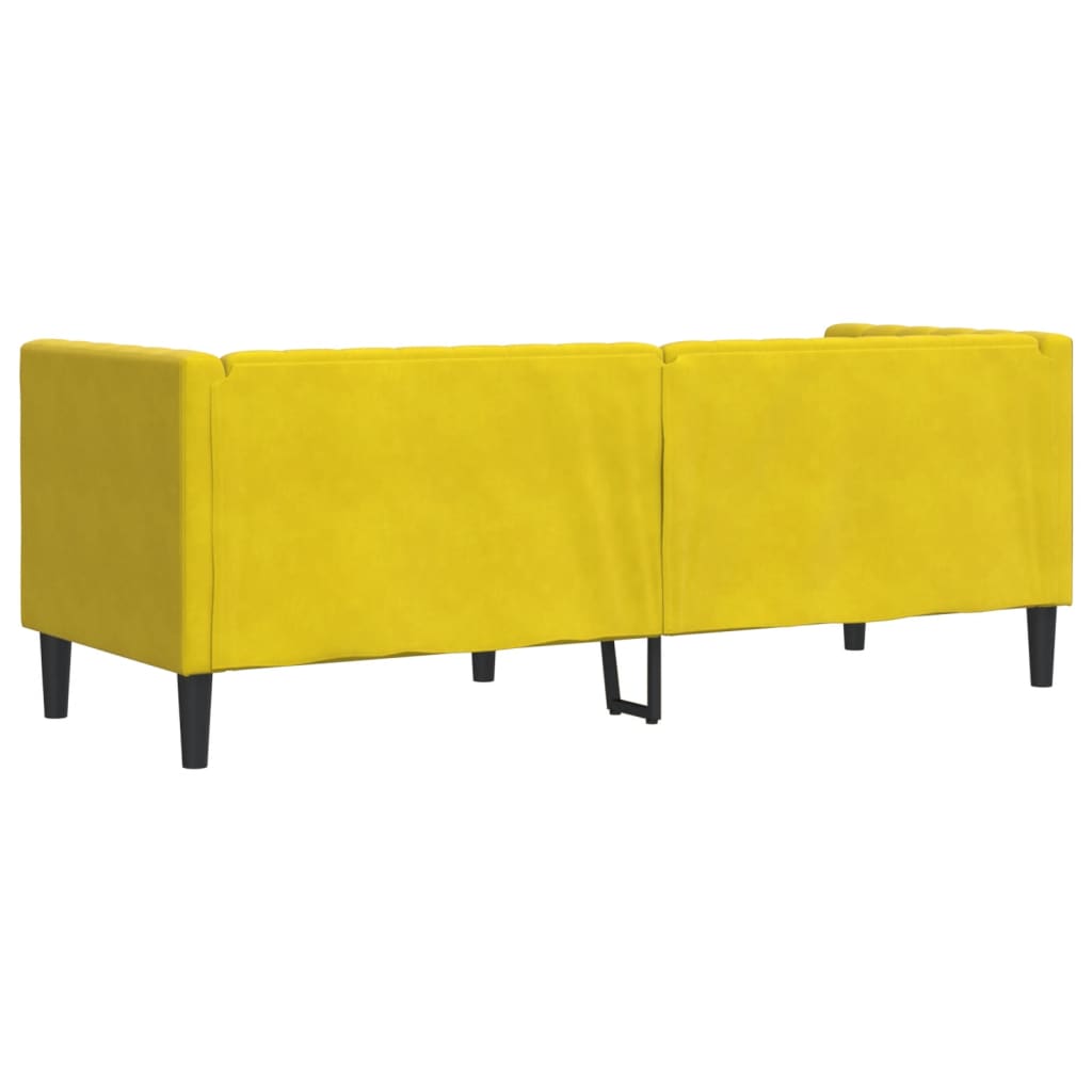 vidaXL Canapea Chesterfield cu pernuțe/3 locuri, galben, catifea vidaXL Canapea Chesterfield cu pernuțe/3 locuri, galben, catifea