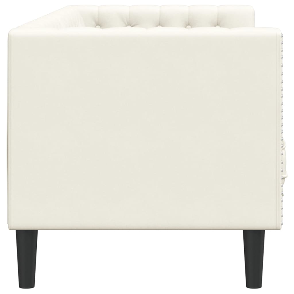 vidaXL Canapea Chesterfield cu pernuțe/3 locuri, crem, catifea vidaXL Canapea Chesterfield cu pernuțe/3 locuri, crem, catifea