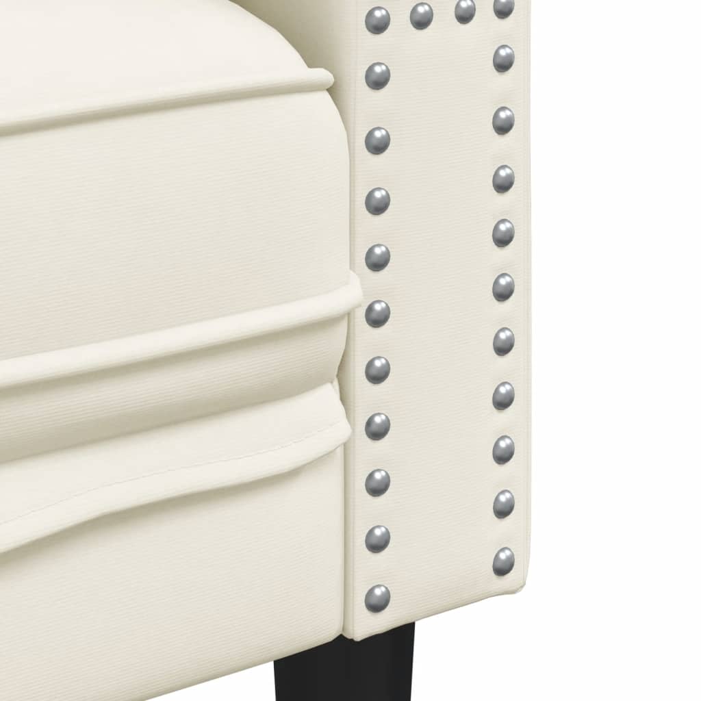 vidaXL Canapea Chesterfield cu pernuțe/3 locuri, crem, catifea vidaXL Canapea Chesterfield cu pernuțe/3 locuri, crem, catifea