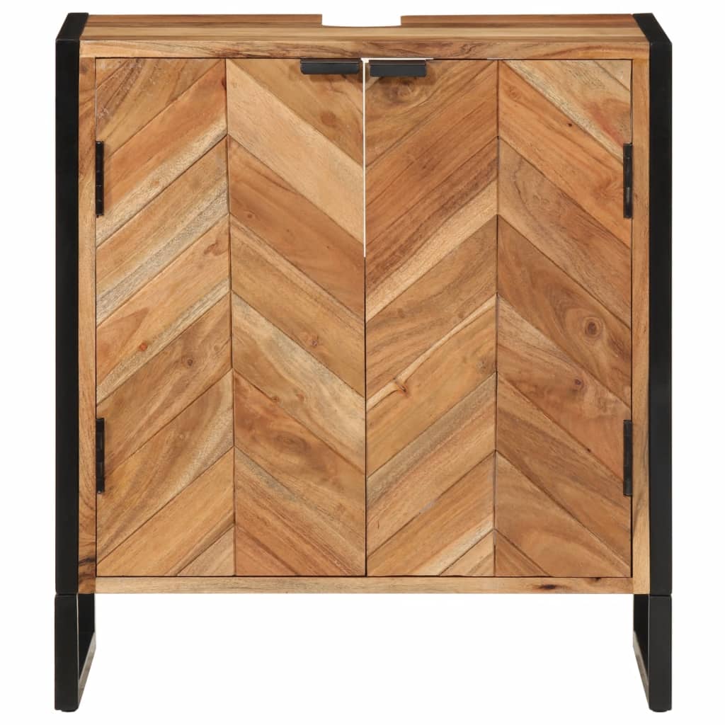 vidaXL Dulap de baie, 55x35x60 cm, lemn masiv de acacia și fier vidaXL Dulap de baie, 55x35x60 cm, lemn masiv de acacia și fier