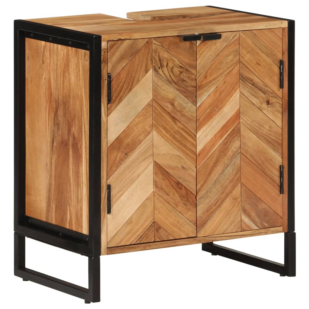 vidaXL Dulap de baie, 55x35x60 cm, lemn masiv de acacia și fier vidaXL Dulap de baie, 55x35x60 cm, lemn masiv de acacia și fier