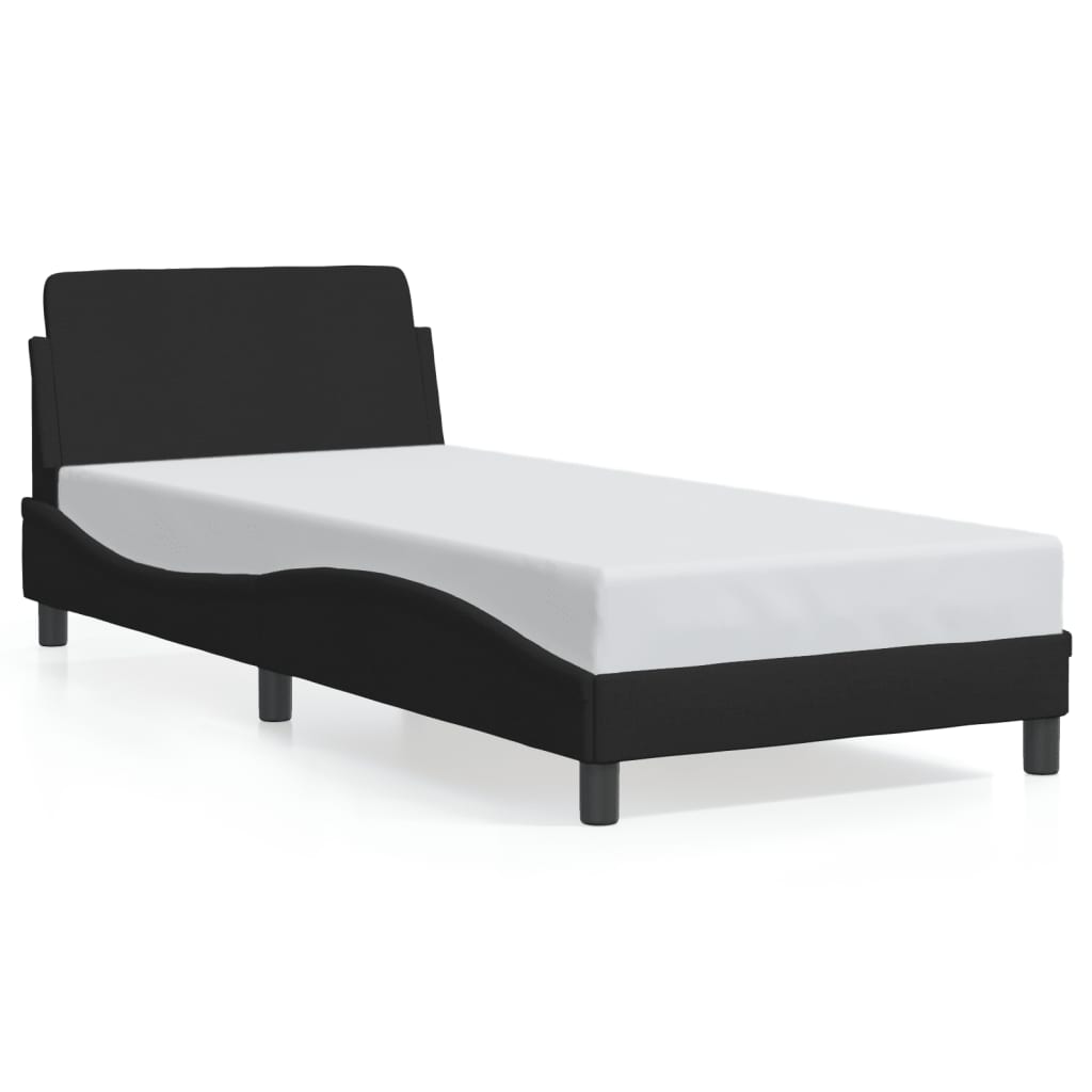 vidaXL Cadru de pat cu tăblie fără saltea, negru, 80x200 cm, textil