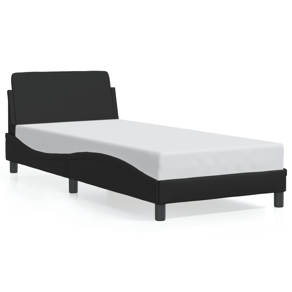 vidaXL Cadru de pat cu tăblie, negru, 80x200 cm, piele ecologică vidaXL Cadru de pat cu tăblie, negru, 80x200 cm, piele ecologică