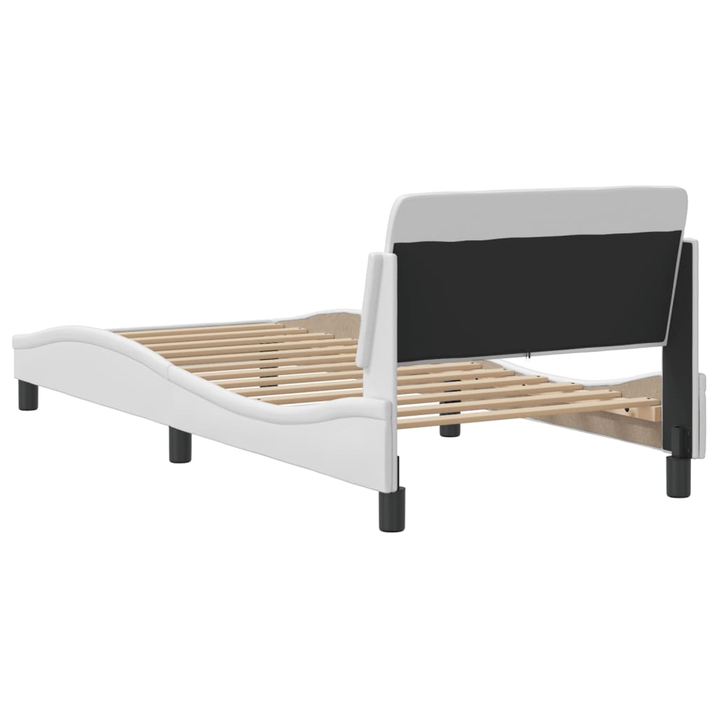 vidaXL Cadru de pat cu tăblie, alb, 80x200 cm, piele ecologică
