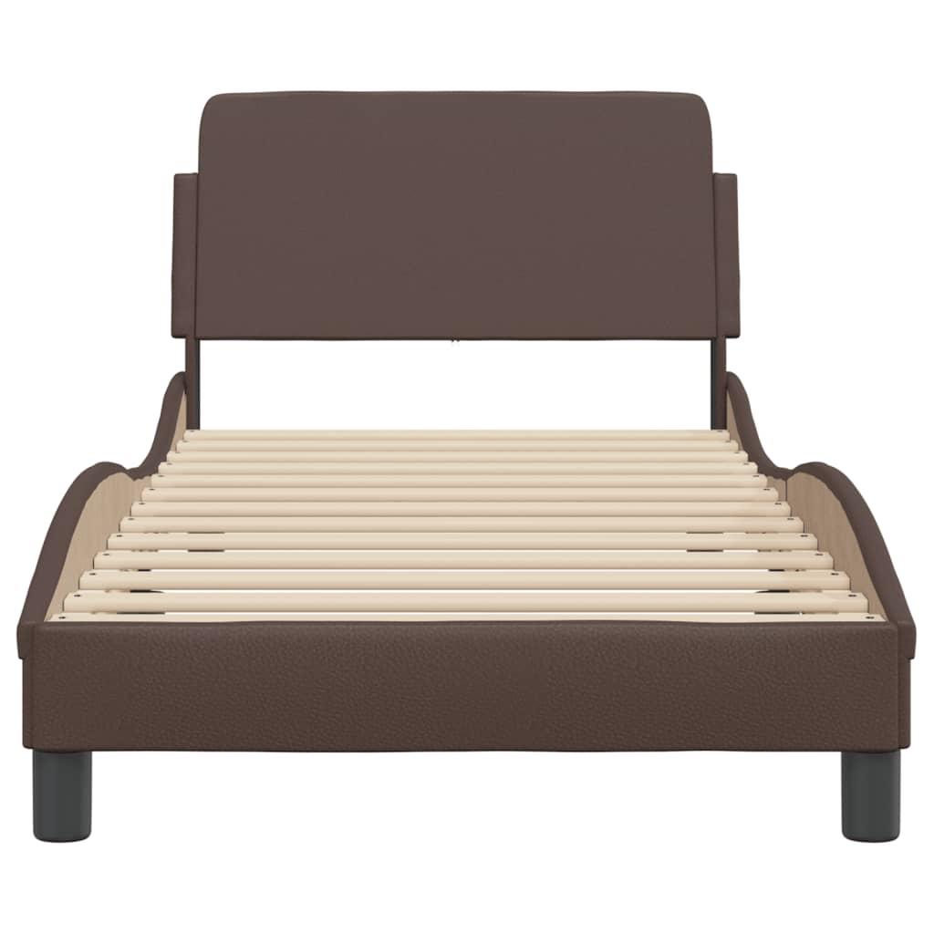 vidaXL Cadru de pat cu tăblie, maro, 80x200 cm, piele ecologică vidaXL Cadru de pat cu tăblie, maro, 80x200 cm, piele ecologică