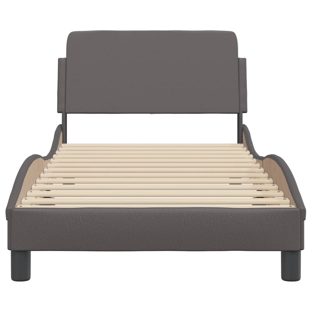 vidaXL Cadru de pat cu tăblie, gri, 80x200 cm, piele ecologică vidaXL Cadru de pat cu tăblie, gri, 80x200 cm, piele ecologică