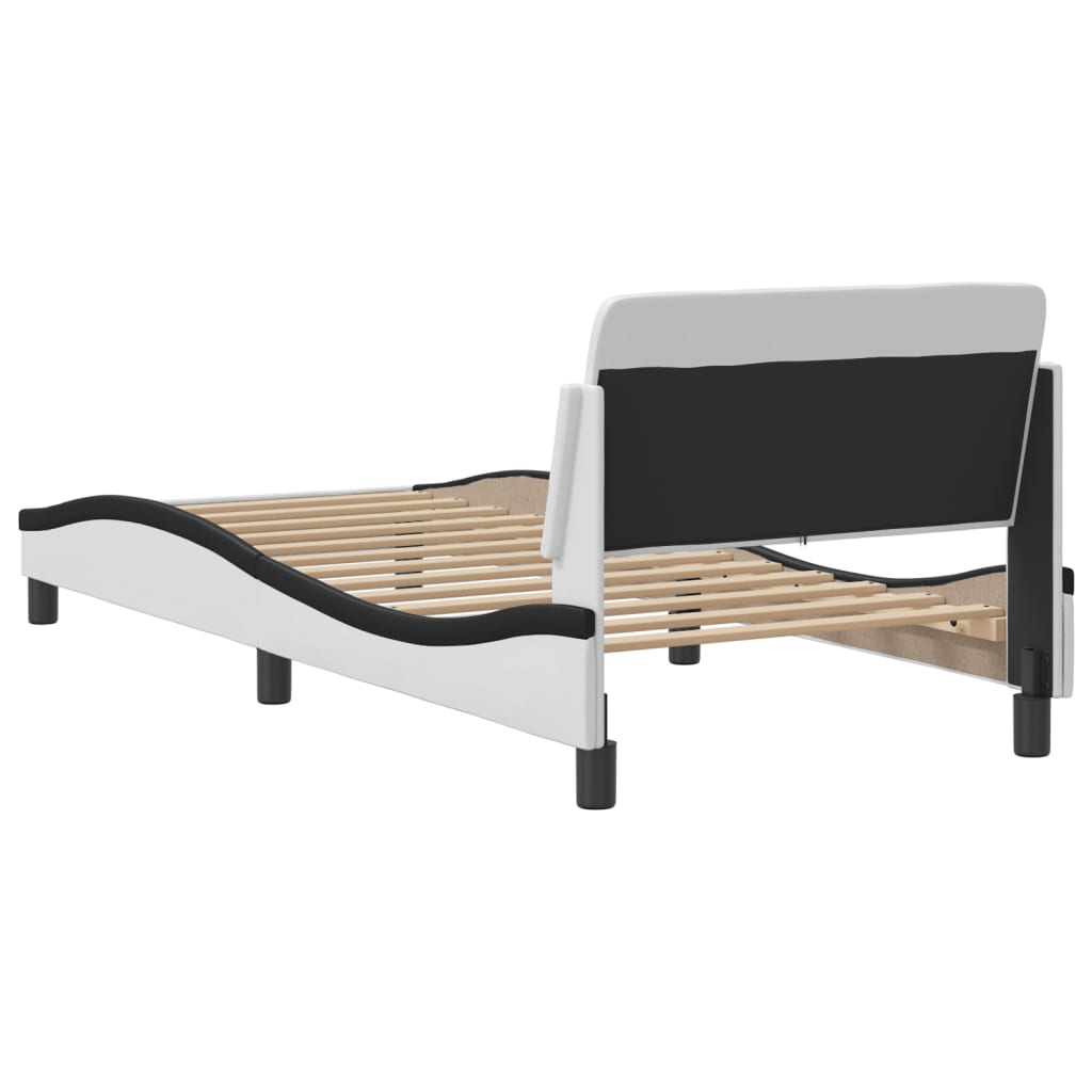 vidaXL Cadru de pat cu tăblie alb și negru, 80x200 cm, piele ecologică