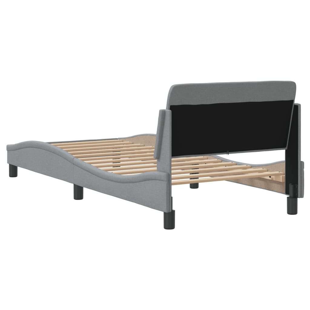 vidaXL Cadru de pat fără saltea, gri deschis, 90x190 cm, textil