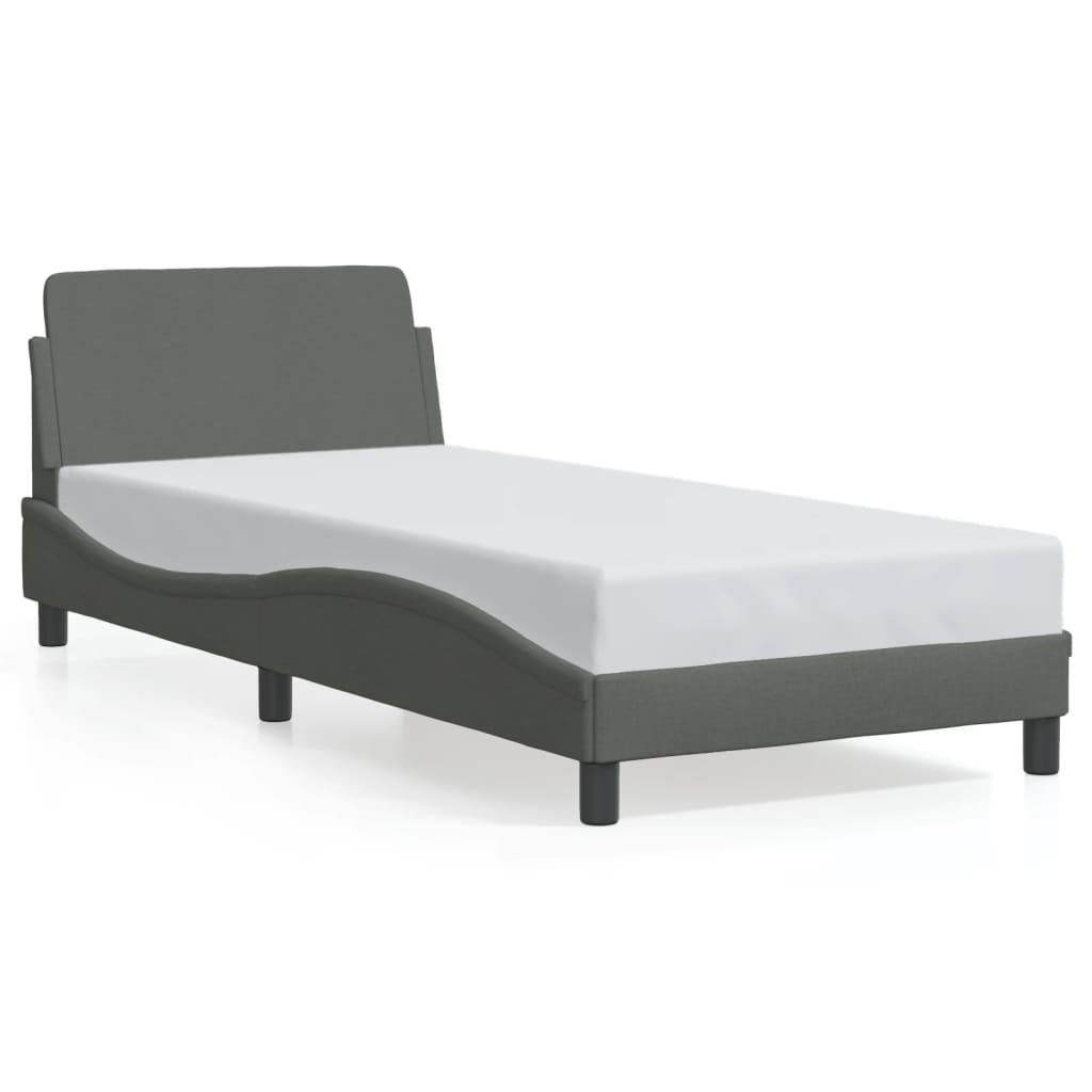 vidaXL Cadru de pat fără saltea, gri închis, 90x190 cm, textil vidaXL Cadru de pat fără saltea, gri închis, 90x190 cm, textil