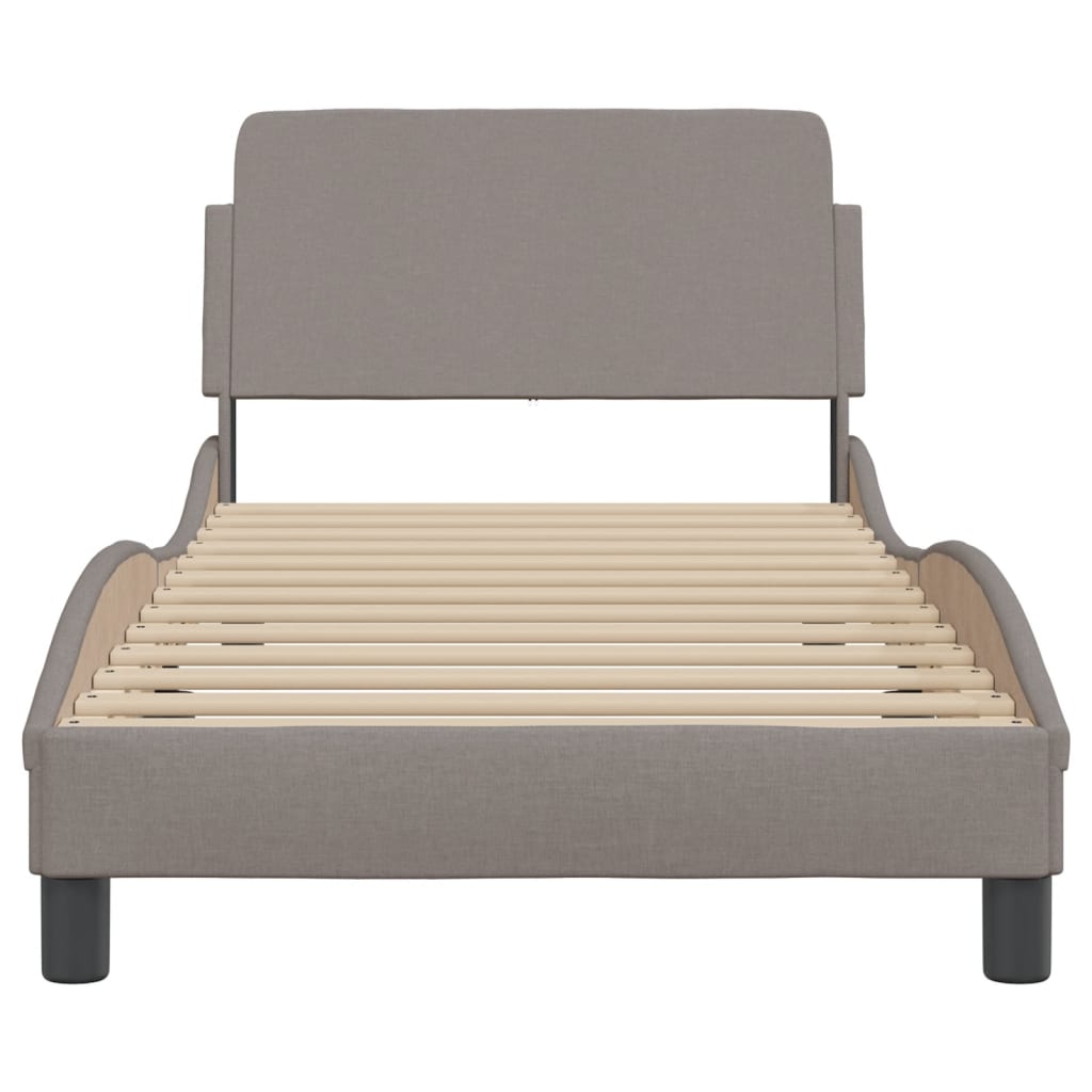 vidaXL Cadru de pat cu tăblie fără saltea, taupe, 90x190 cm, textil