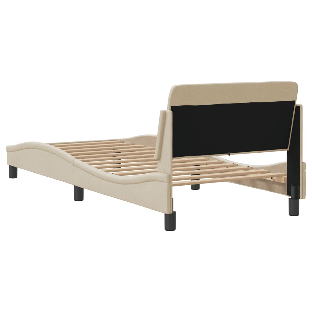 vidaXL Cadru de pat cu tăblie fără saltea, crem, 90x190 cm, textil