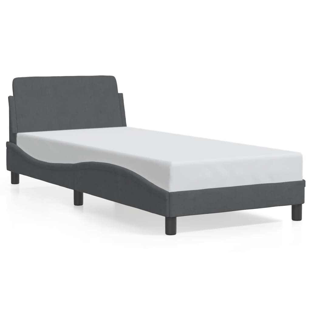 vidaXL Cadru de pat fără saltea, gri închis, 90x190 cm, catifea vidaXL Cadru de pat fără saltea, gri închis, 90x190 cm, catifea