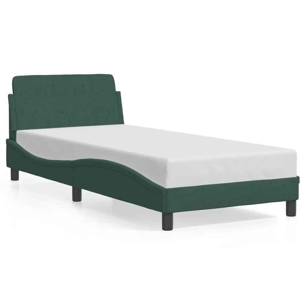 vidaXL Cadru de pat fără saltea, verde închis, 90x190 cm, catifea vidaXL Cadru de pat fără saltea, verde închis, 90x190 cm, catifea