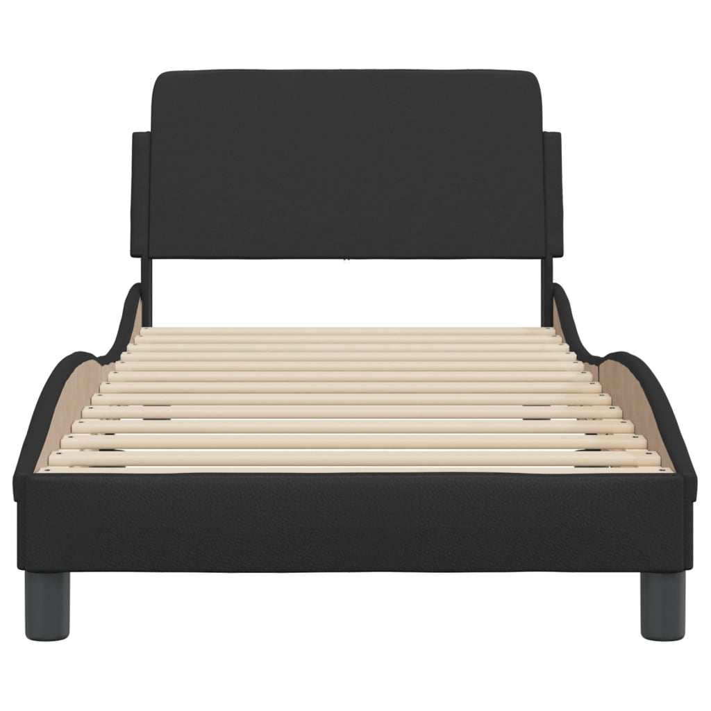 vidaXL Cadru de pat cu tăblie, negru, 90x190 cm, piele ecologică vidaXL Cadru de pat cu tăblie, negru, 90x190 cm, piele ecologică