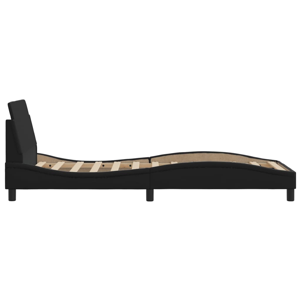 vidaXL Cadru de pat cu tăblie, negru, 90x190 cm, piele ecologică vidaXL Cadru de pat cu tăblie, negru, 90x190 cm, piele ecologică