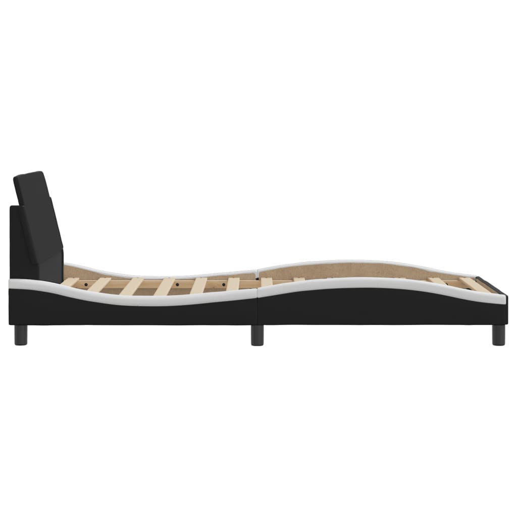 vidaXL Cadru de pat cu tăblie negru și alb 90x190 cm piele artificială