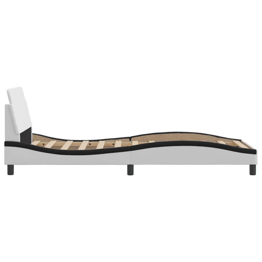 vidaXL Cadru de pat cu tăblie alb și negru 90x190 cm piele artificială