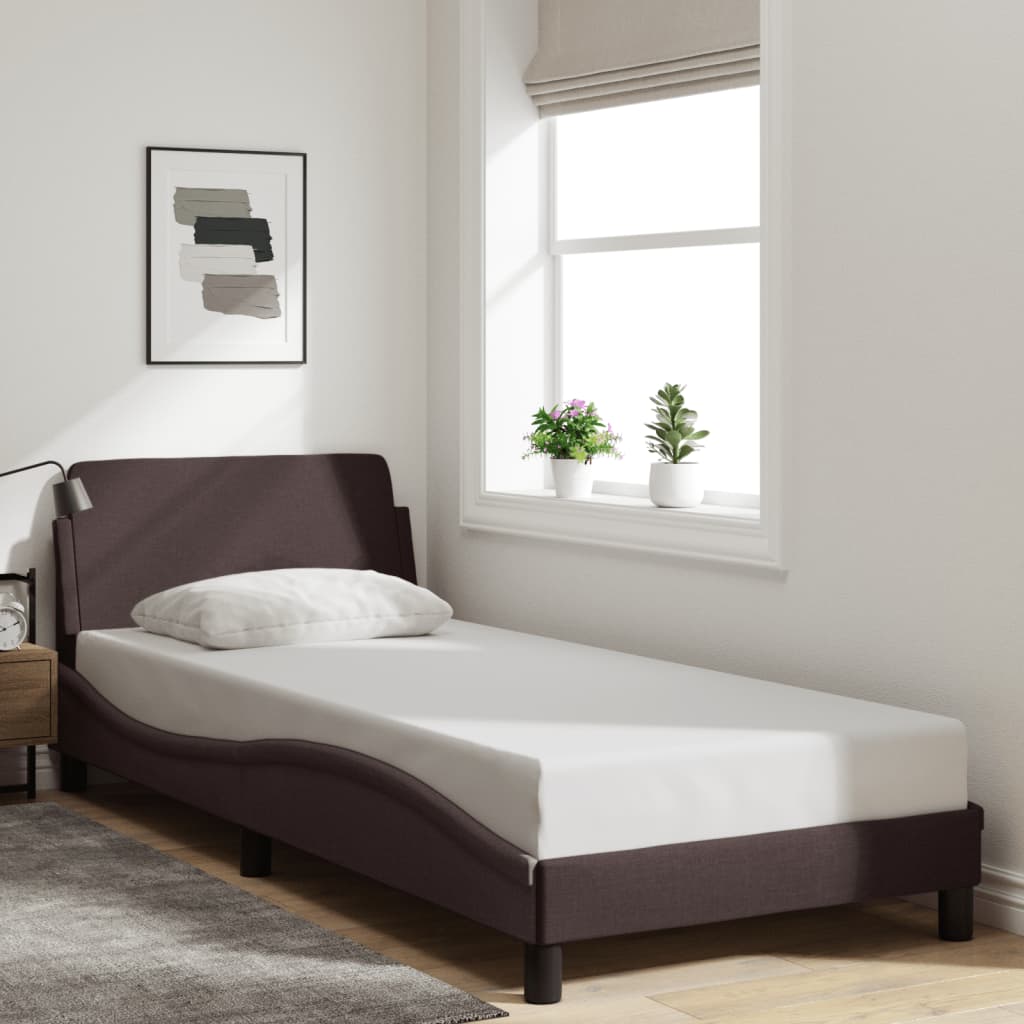 vidaXL Cadru de pat fără saltea, maro închis, 90x200 cm, textil vidaXL Cadru de pat fără saltea, maro închis, 90x200 cm, textil