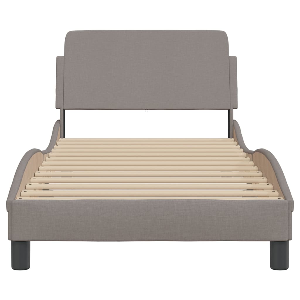 vidaXL Cadru de pat cu tăblie fără saltea, taupe, 90x200 cm, textil