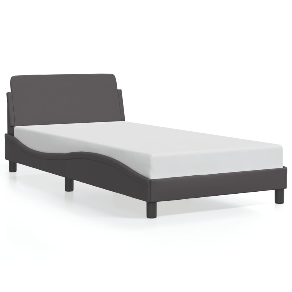 vidaXL Cadru de pat cu tăblie, gri, 100x200 cm, piele ecologică vidaXL Cadru de pat cu tăblie, gri, 100x200 cm, piele ecologică