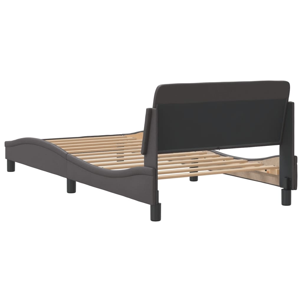vidaXL Cadru de pat cu tăblie, gri, 100x200 cm, piele ecologică vidaXL Cadru de pat cu tăblie, gri, 100x200 cm, piele ecologică