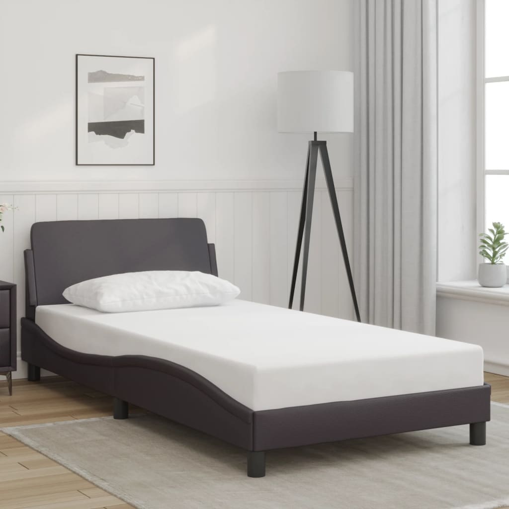 vidaXL Cadru de pat cu tăblie, gri, 100x200 cm, piele ecologică vidaXL Cadru de pat cu tăblie, gri, 100x200 cm, piele ecologică