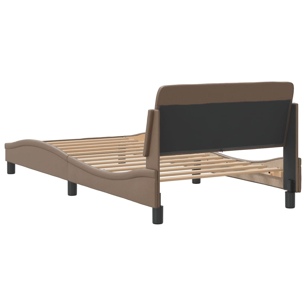 vidaXL Cadru de pat cu tăblie, cappuccino, 100x200 cm, piele ecologică vidaXL Cadru de pat cu tăblie, cappuccino, 100x200 cm, piele ecologică