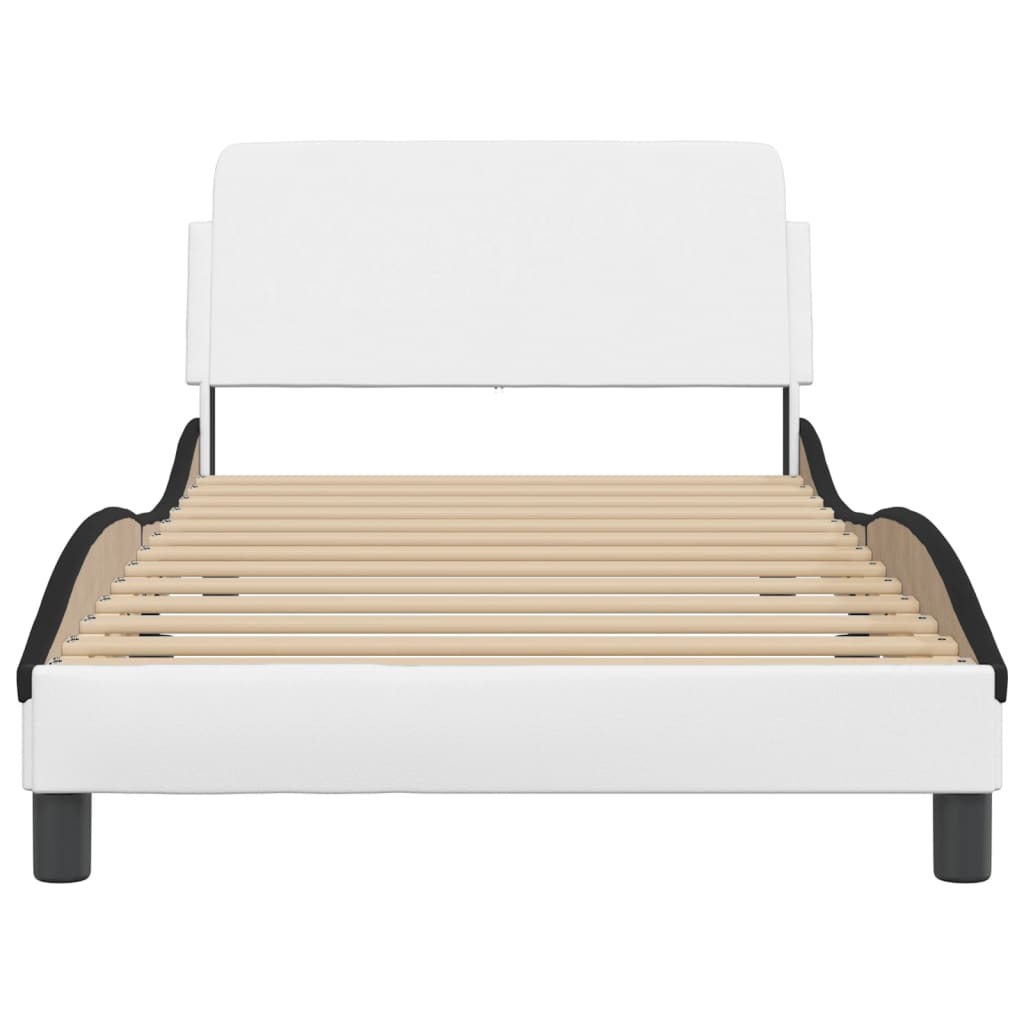 vidaXL Cadru de pat cu tăblie alb și negru 100x200cm piele artificială