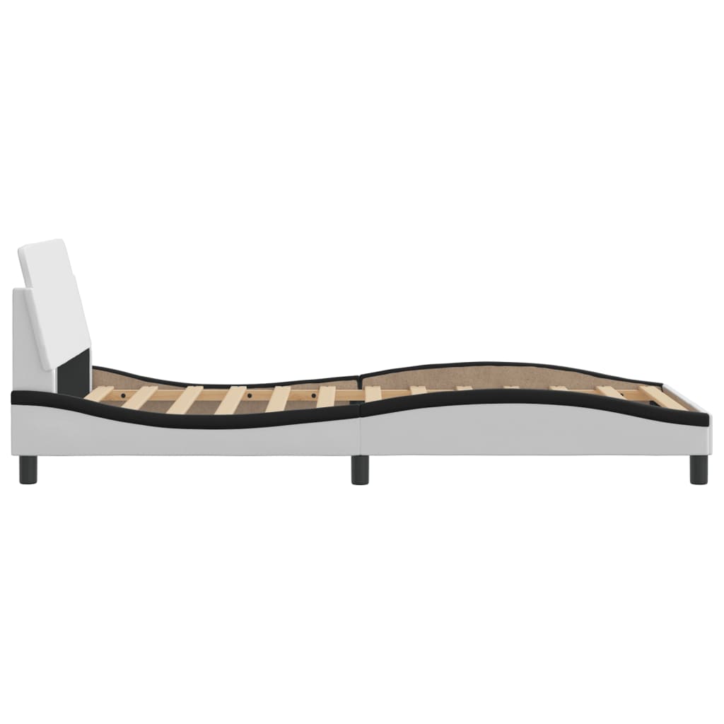 vidaXL Cadru de pat cu tăblie alb și negru 100x200cm piele artificială