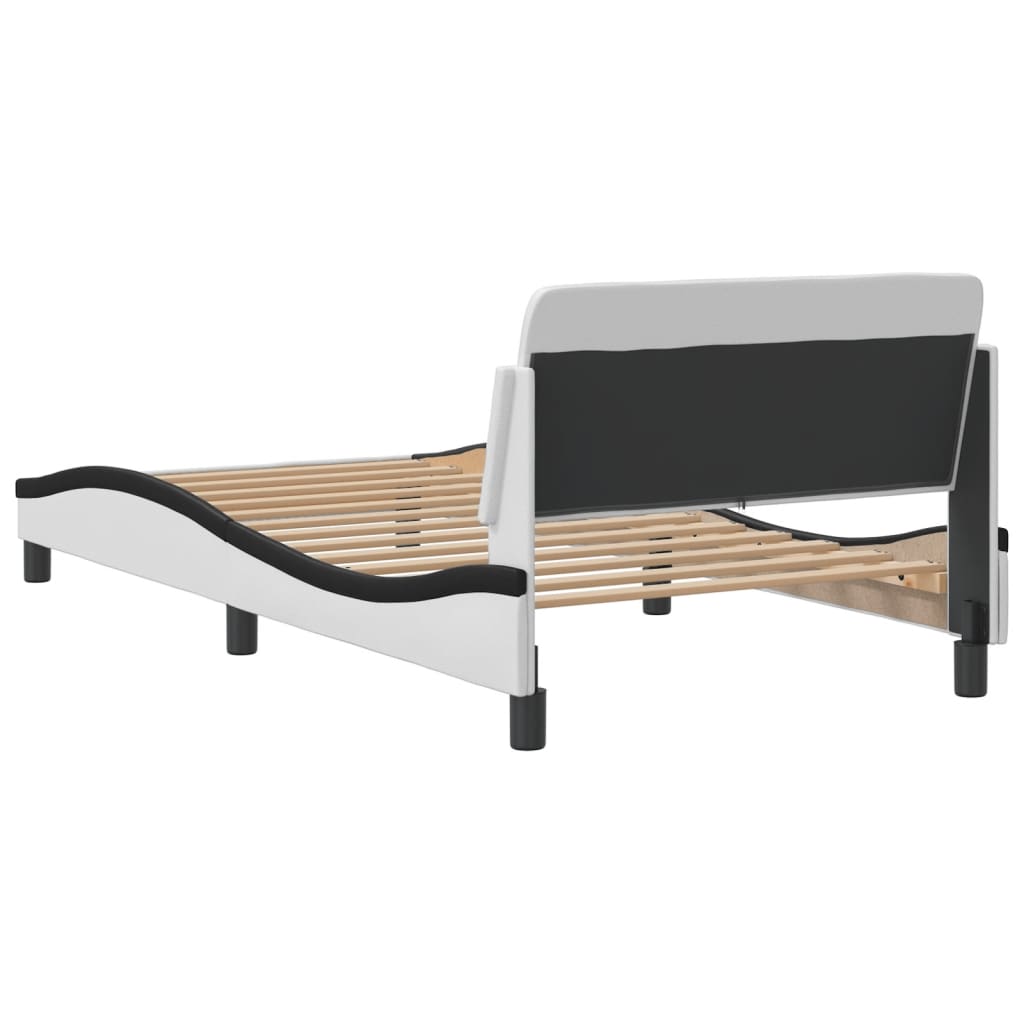 vidaXL Cadru de pat cu tăblie alb și negru 100x200cm piele artificială