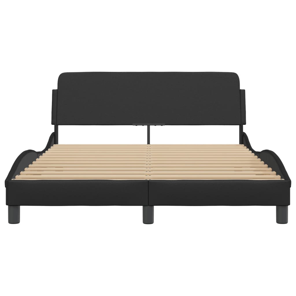 vidaXL Cadru de pat cu tăblie, negru, 120x200 cm, piele ecologică vidaXL Cadru de pat cu tăblie, negru, 120x200 cm, piele ecologică