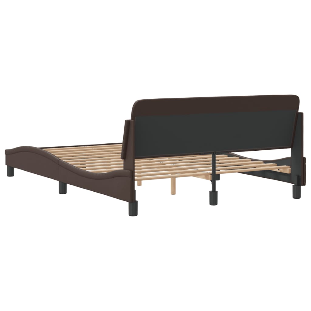 vidaXL Cadru de pat cu tăblie, maro, 120x200 cm, piele ecologică