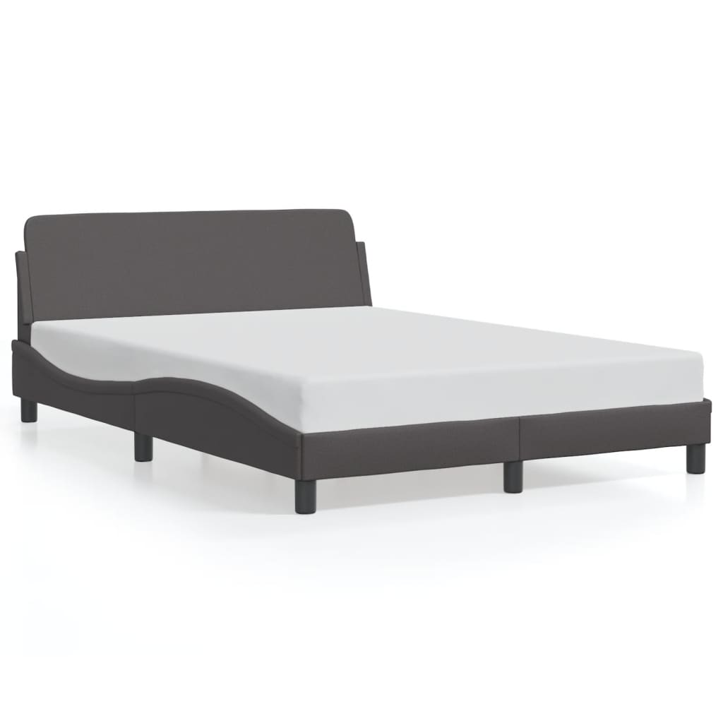 vidaXL Cadru de pat cu tăblie, gri, 120x200 cm, piele ecologică vidaXL Cadru de pat cu tăblie, gri, 120x200 cm, piele ecologică