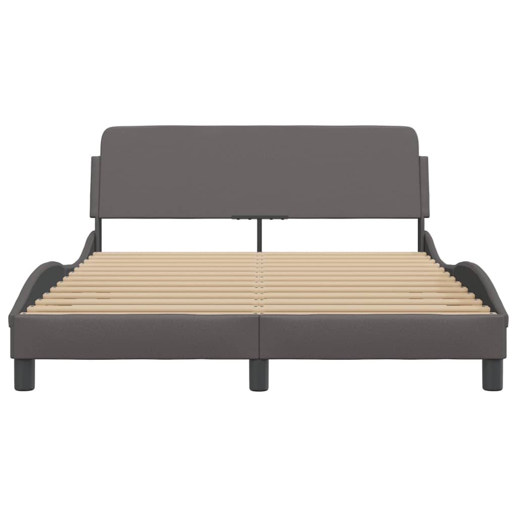 vidaXL Cadru de pat cu tăblie, gri, 120x200 cm, piele ecologică vidaXL Cadru de pat cu tăblie, gri, 120x200 cm, piele ecologică