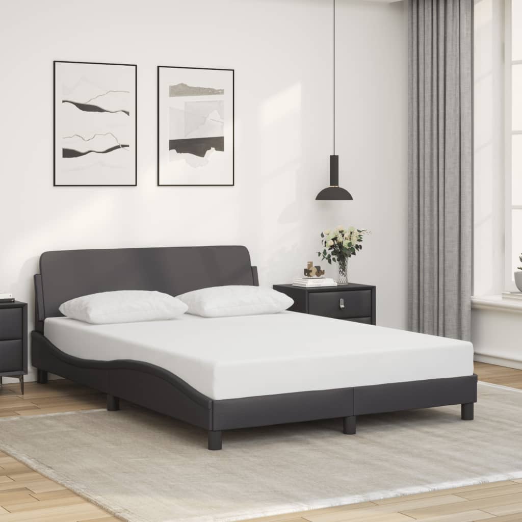 vidaXL Cadru de pat cu tăblie, gri, 120x200 cm, piele ecologică vidaXL Cadru de pat cu tăblie, gri, 120x200 cm, piele ecologică